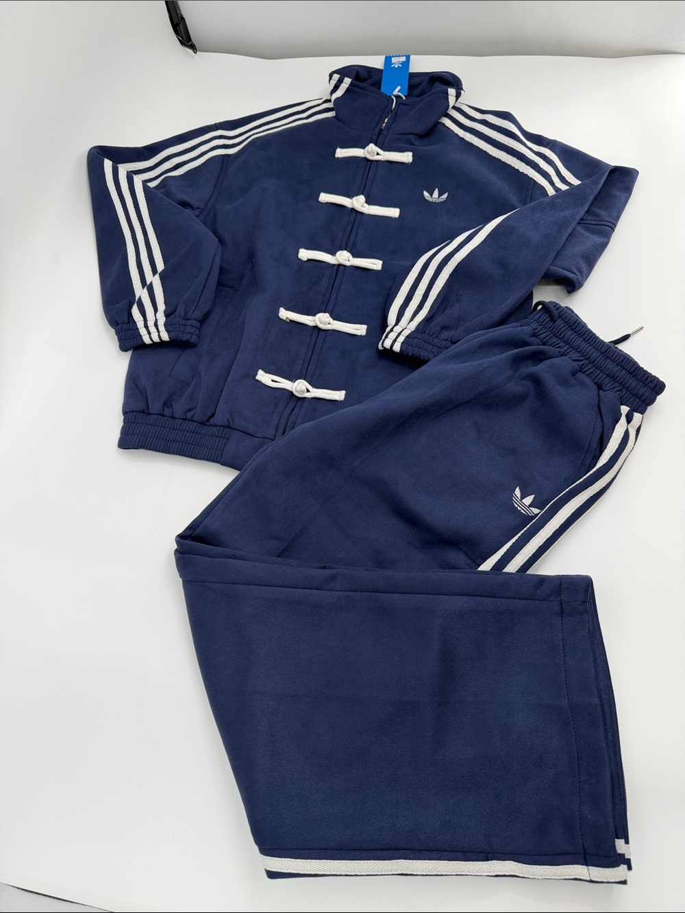 adidas CNY Navy and White Jogger Set - Trefoil Stripe Detail
